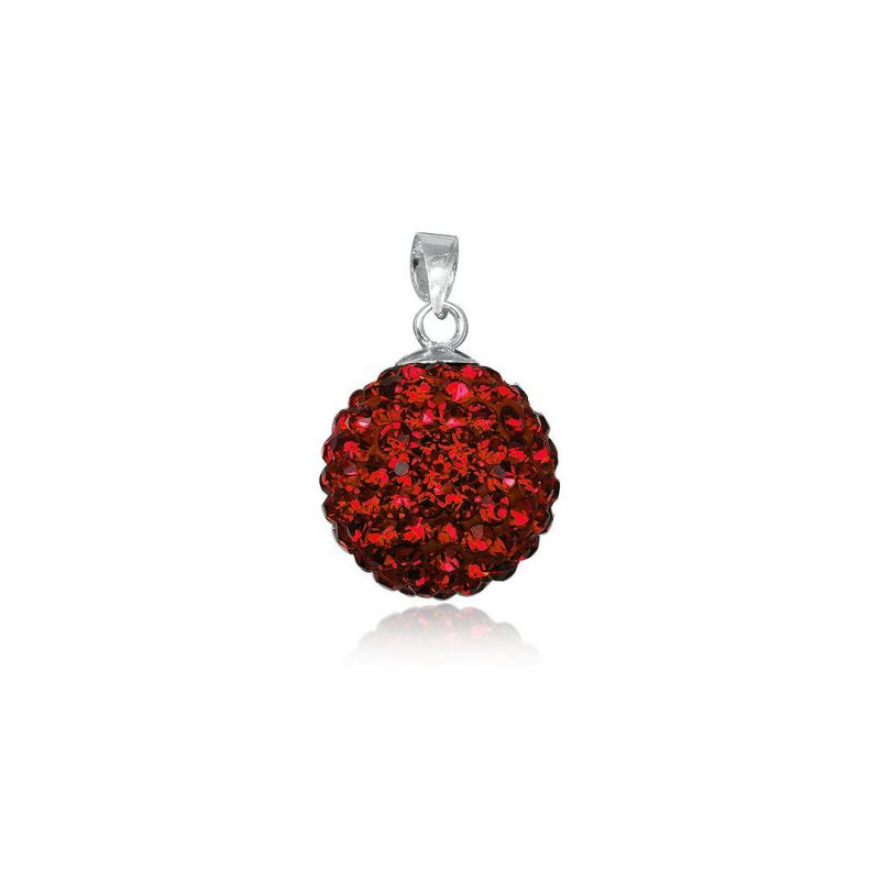 Pendentif shamballa ROUGE - Diamètre 1,2cm