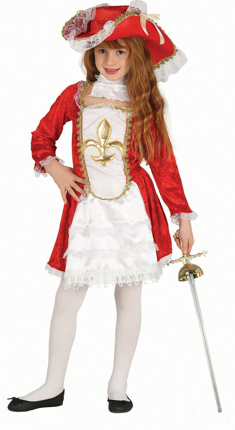 Musketier Kostuum Kind Wit Rood