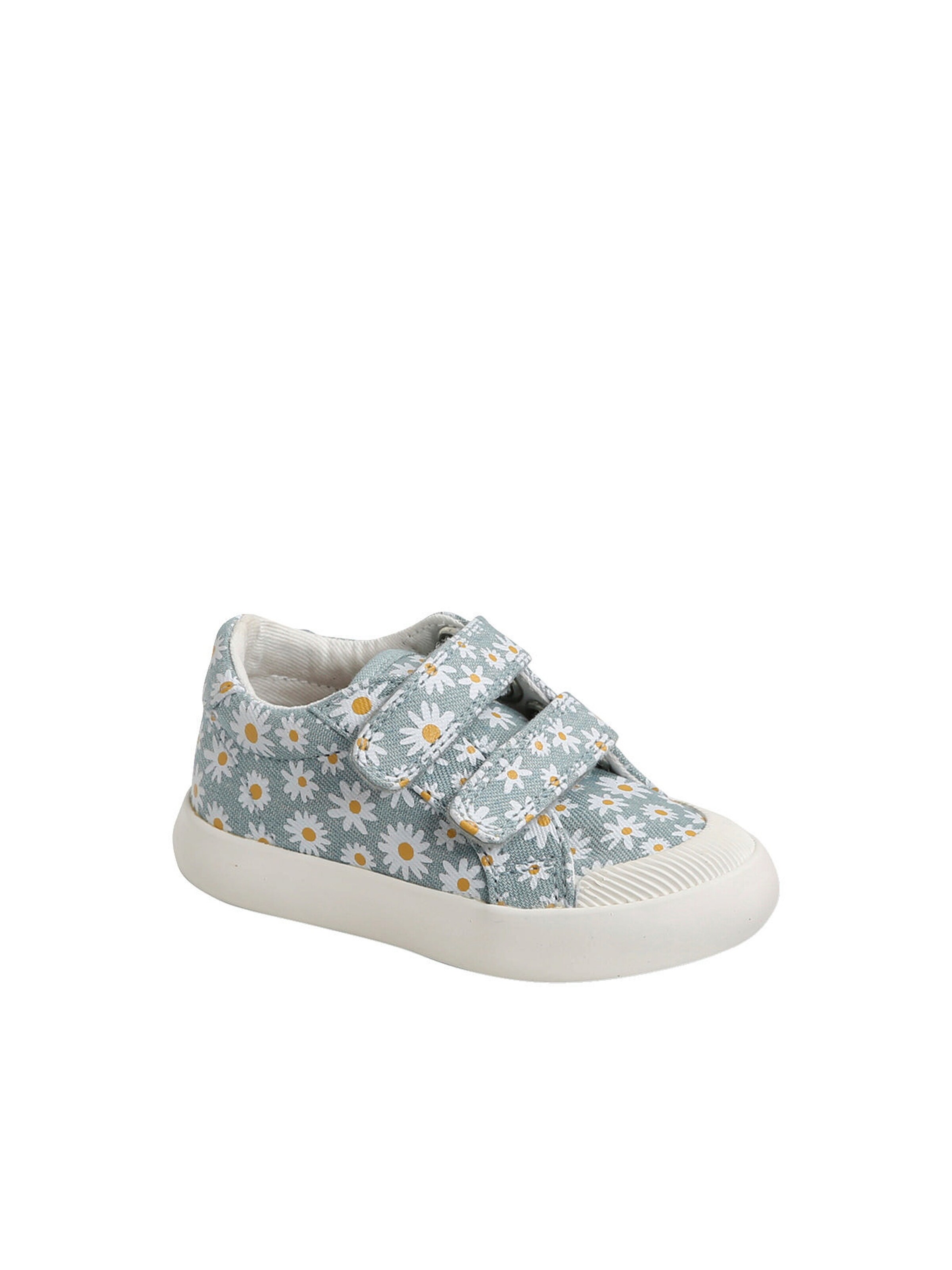 Vertbaudet Mädchen Baby Stoffschuhe, Klett blau bedruckt