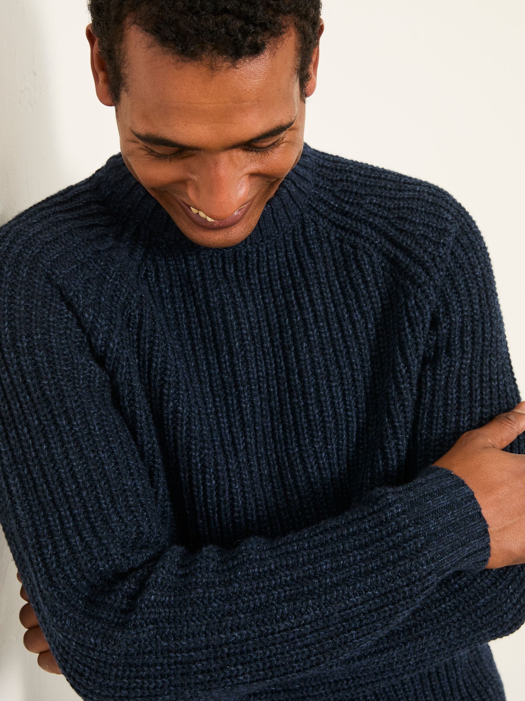 Marineblauw - FatFace Knitted Crew Jumper