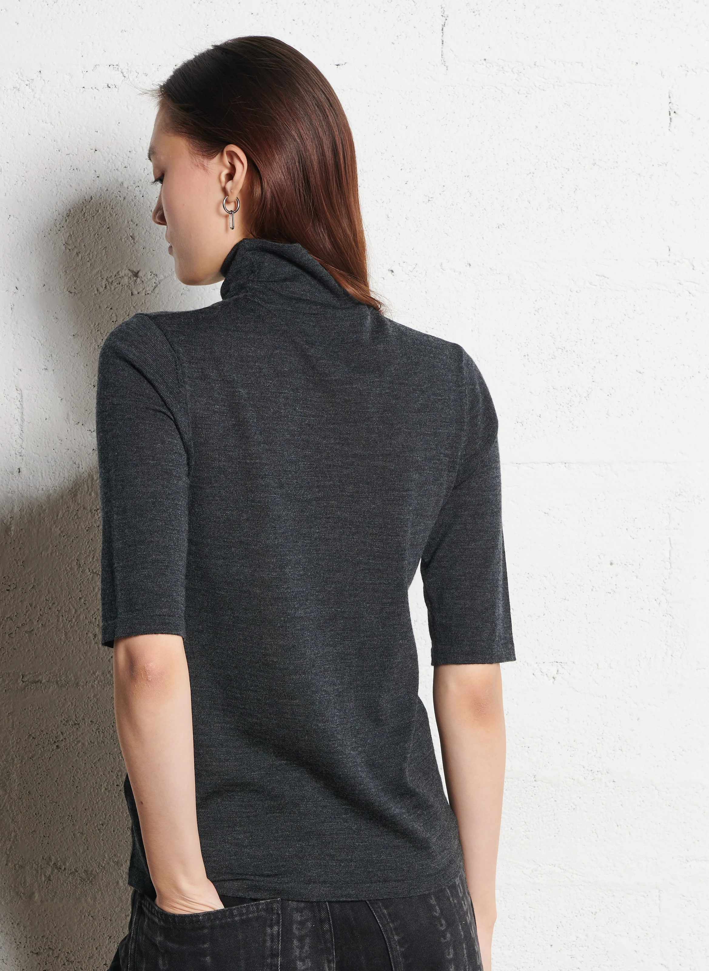 AUDREY - Pull col roulé en laine| Noir