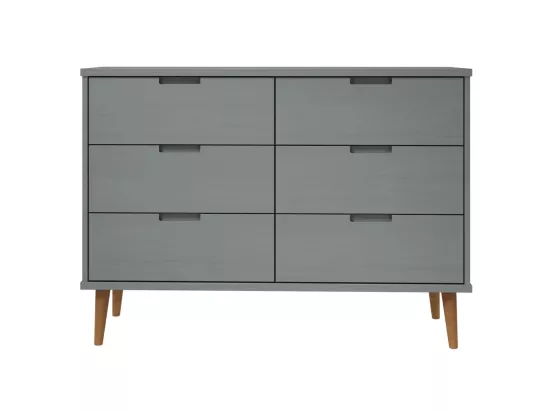 Commode MOLDE Gris 113x40x80 cm Bois de pin massif