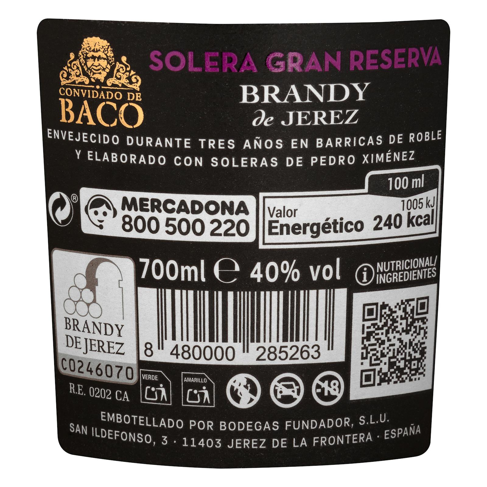 Eau-de-vie de Jerez Solera Gran Reserva Invité de Bacchus
