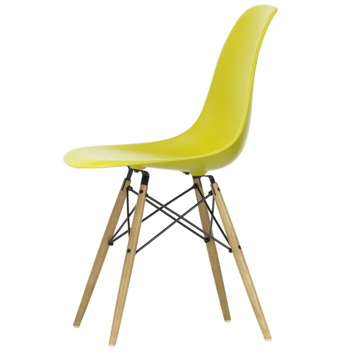 Vitra - Eames Plastic Side Chair DSW RE, Esche honigfarben / senf (Filzgleiter weiss)