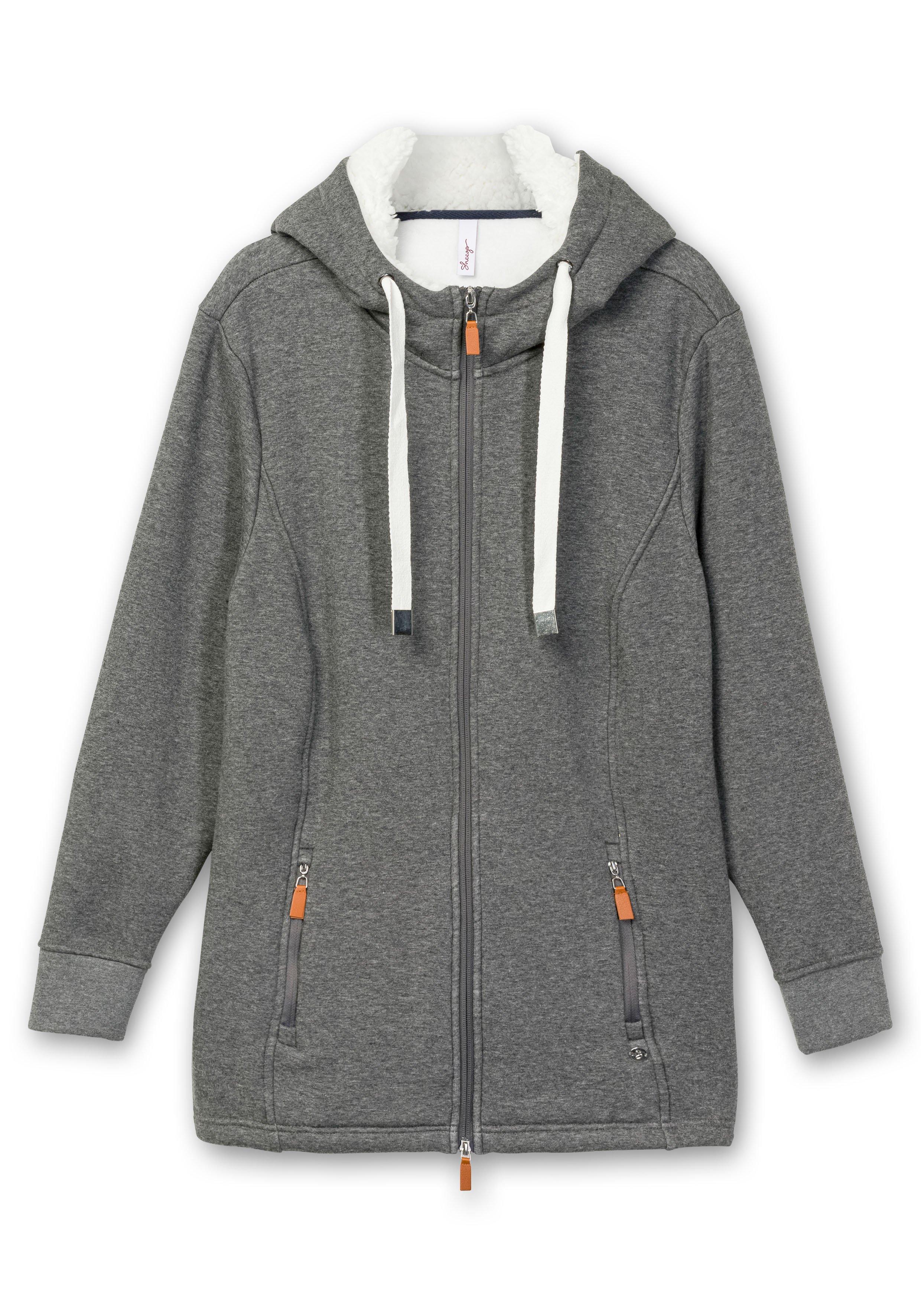 Sweatjacke mit Teddyfutter-Kapuze