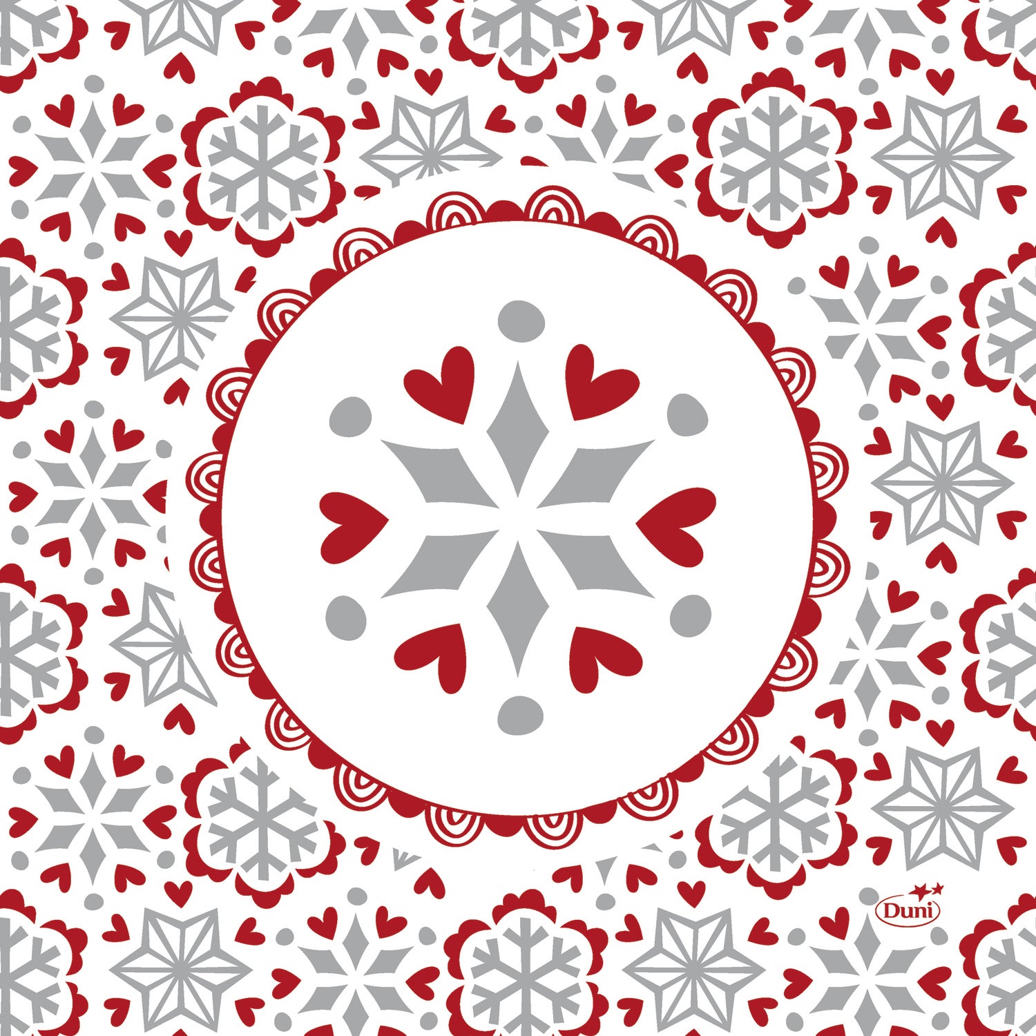Duni kerstservet Scandi wit 16,5 x 16,5 cm 20 stuks