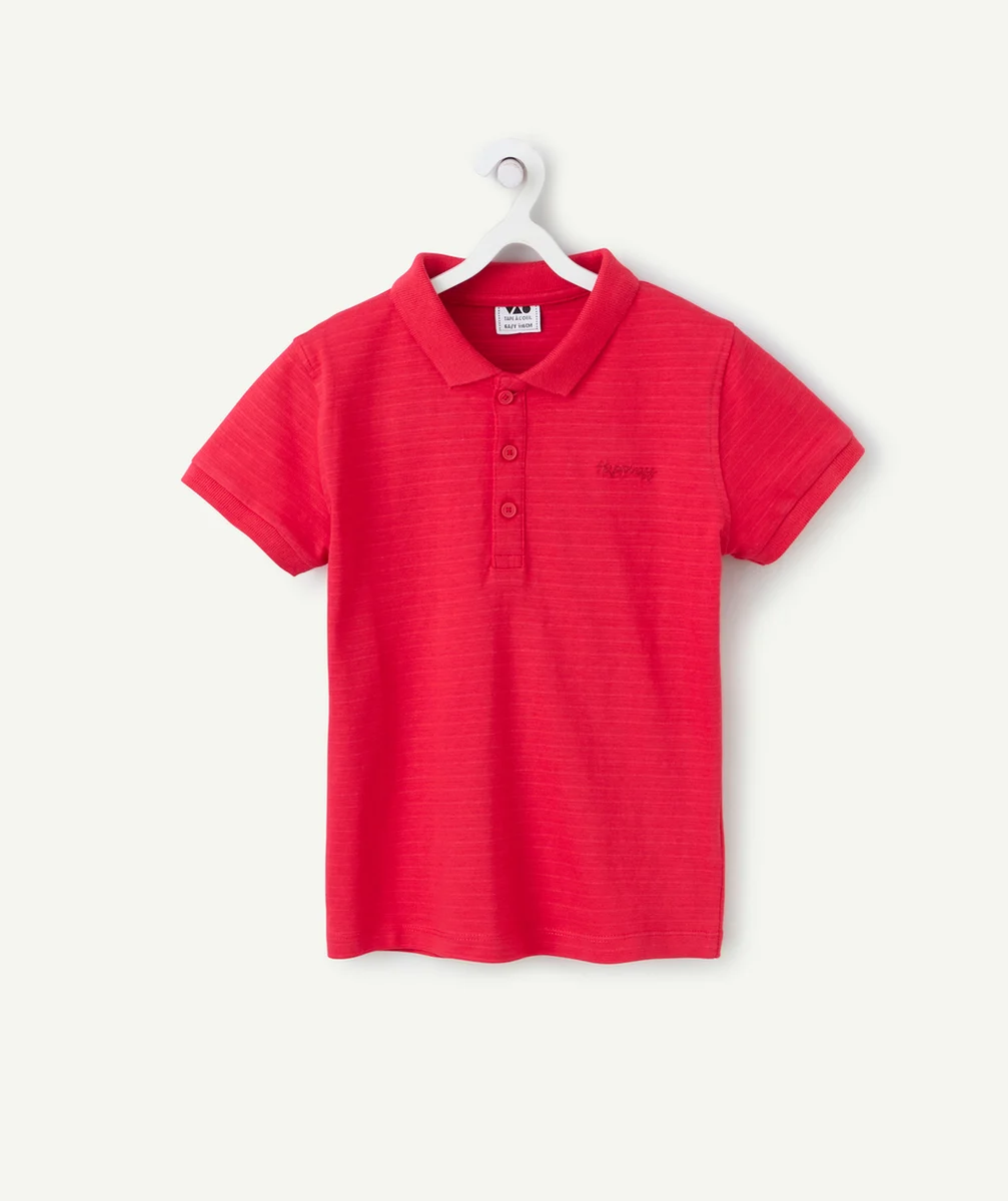 polo manches courtes garçon en coton rouge
