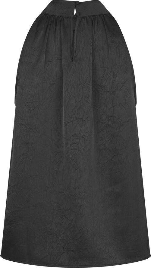 Neo Noir Rosette Crinkle Sateen Top Black