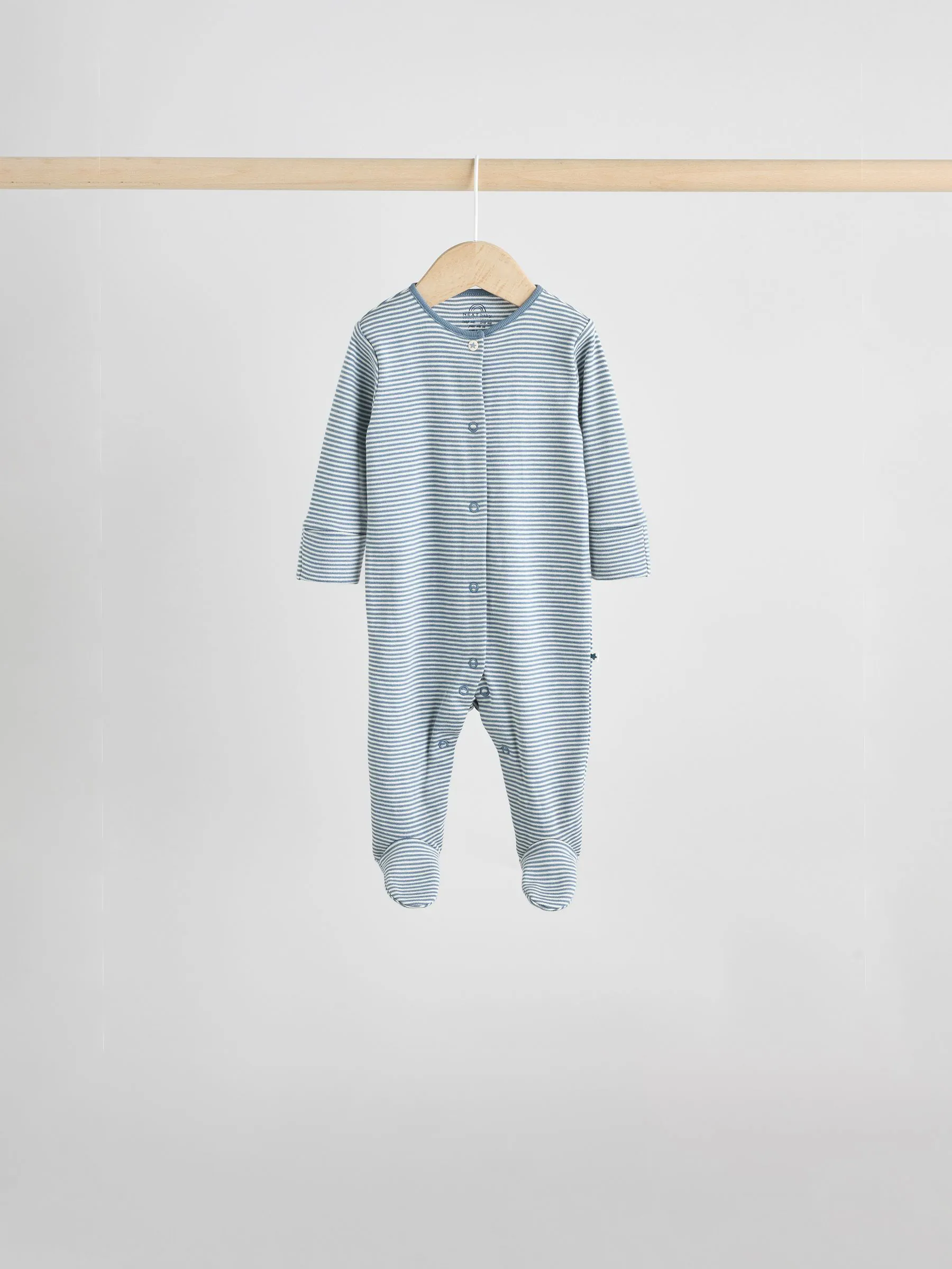 Blauw - Baby Popper Sleepsuits 7 Pack (0mths-2yrs)