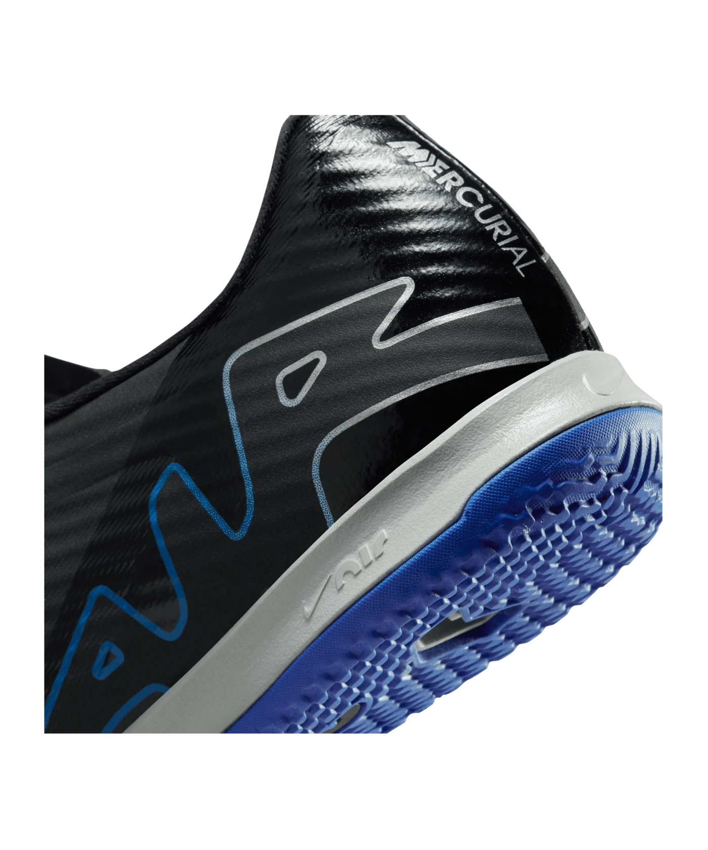 Nike Air Zoom Mercurial Vapor XV Academy IC Halle Shadow Schwarz Silber Blau F040