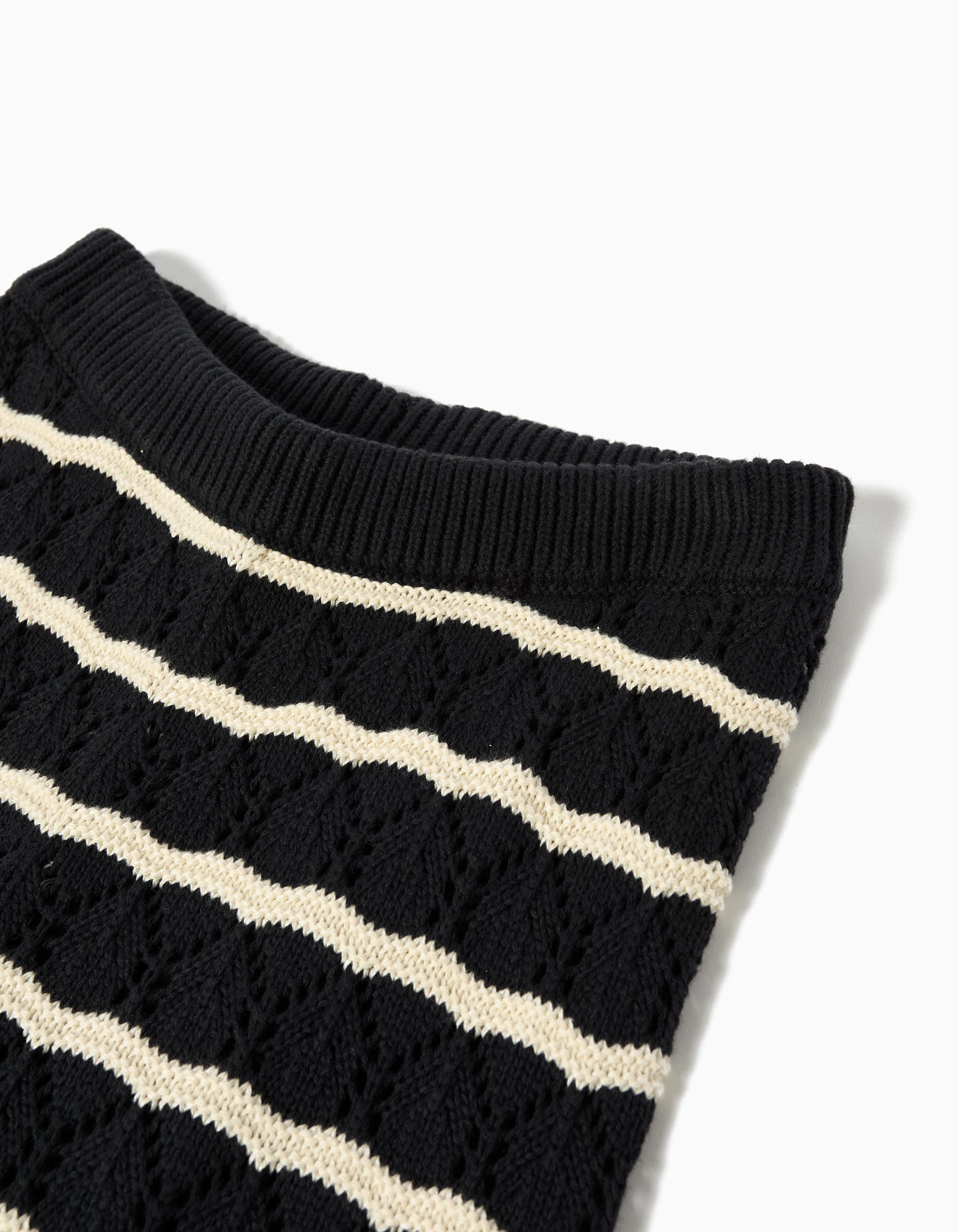 Calças Riscas em Crochet, Menina, Preto