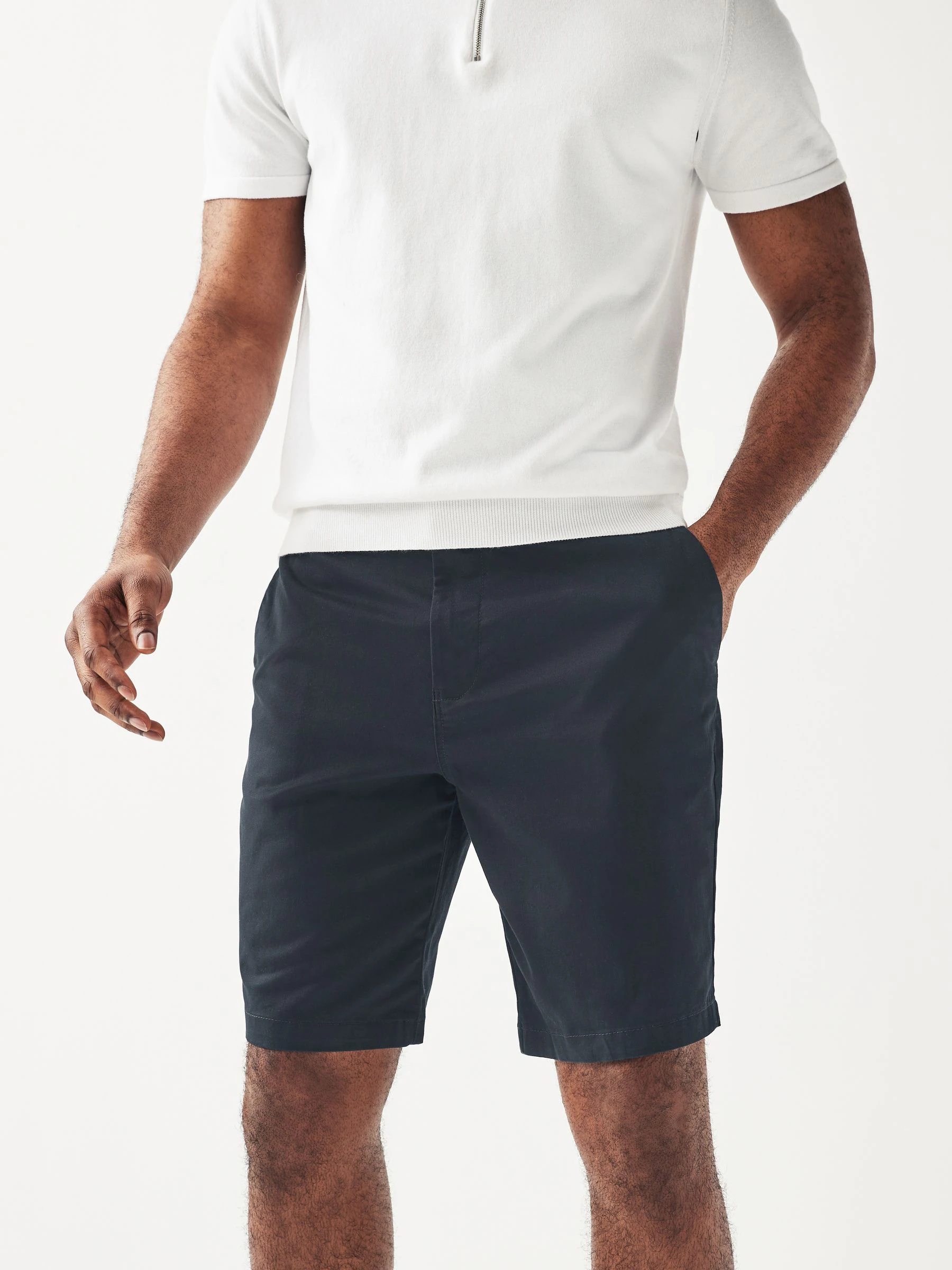 Marineblauw/kiezelkleurig - Slim Fit - Set van 2 chinoshorts met stretch