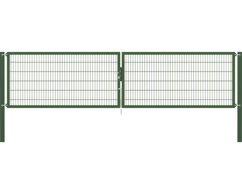 Dubbele poort van metaalgaas, ALBERTS Flexo Plus 8/6/8, 500 x 120 cm, inclusief palen 10 x 10 cm, groen