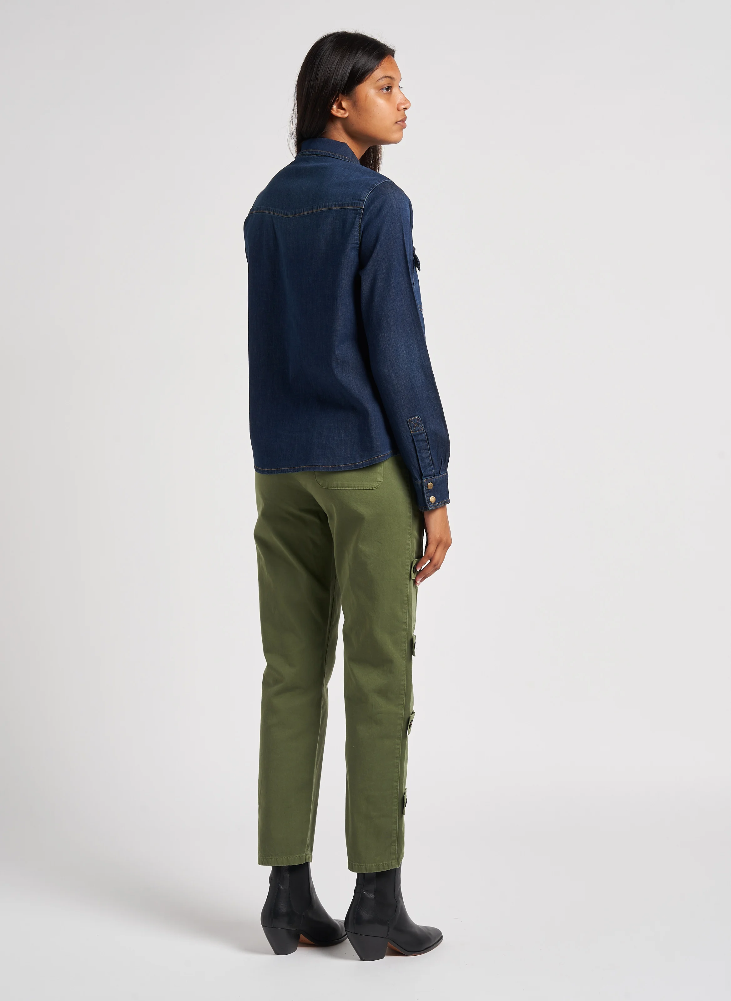 CLIMA - Pantalon droit en coton | Kaki