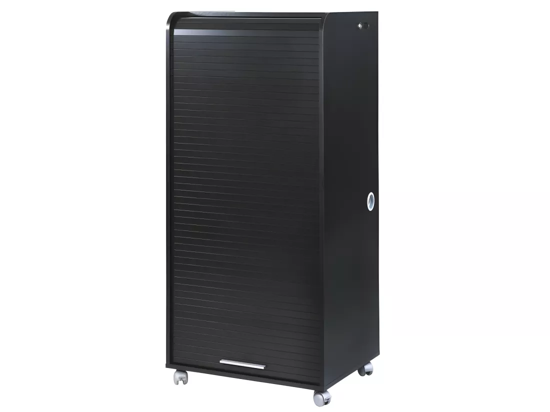 Armoire Informatique Mobile Noire 2 Tiroirs 5 Niches - Coloris: Noir