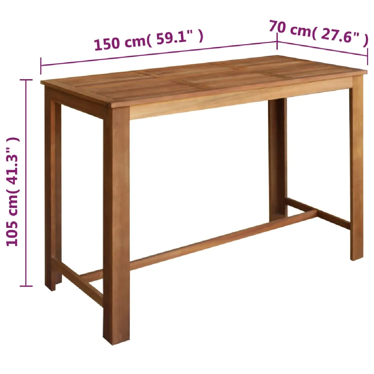 VIDAXL Table et tabourets de bar 7 pcs - Bois d'acacia
