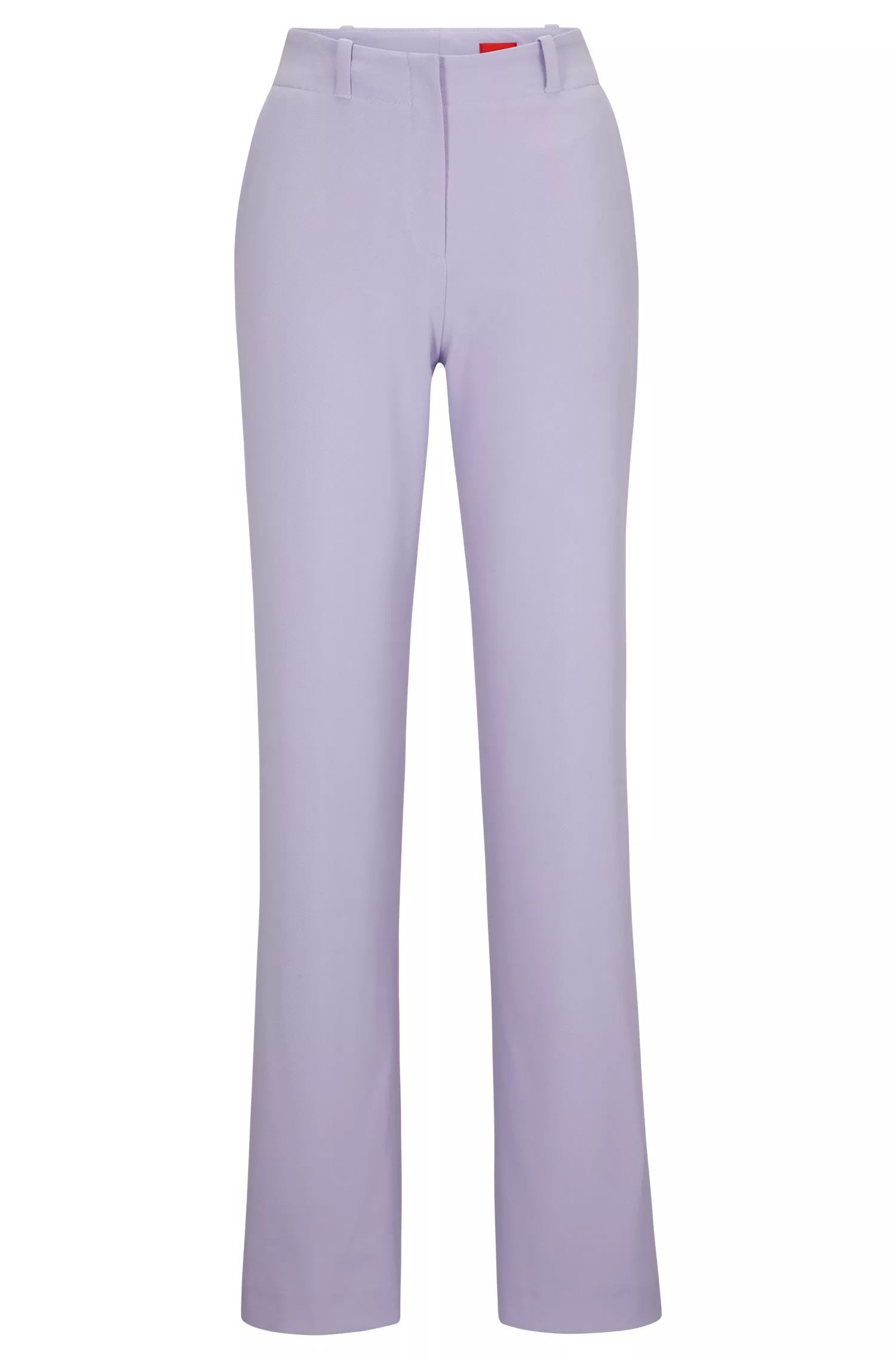 Calça HUGO vermelha de cintura alta, corte regular e pernas largas.