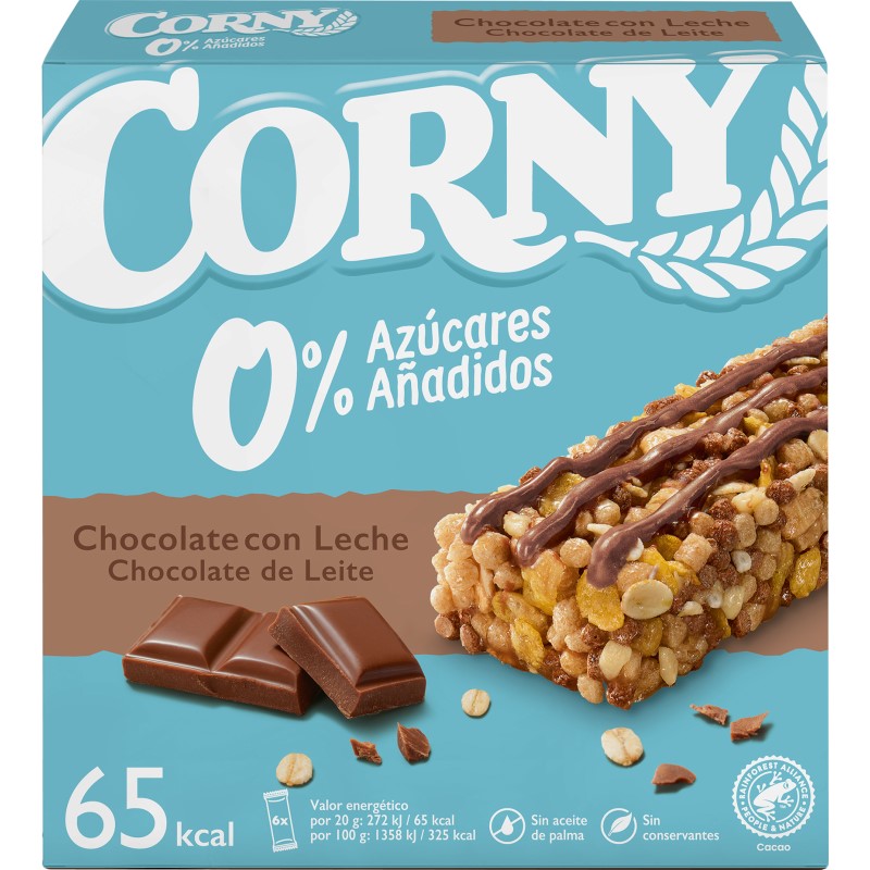 BARRAS CEREAIS CORNY 0% CHOCOLATE 6X20 G