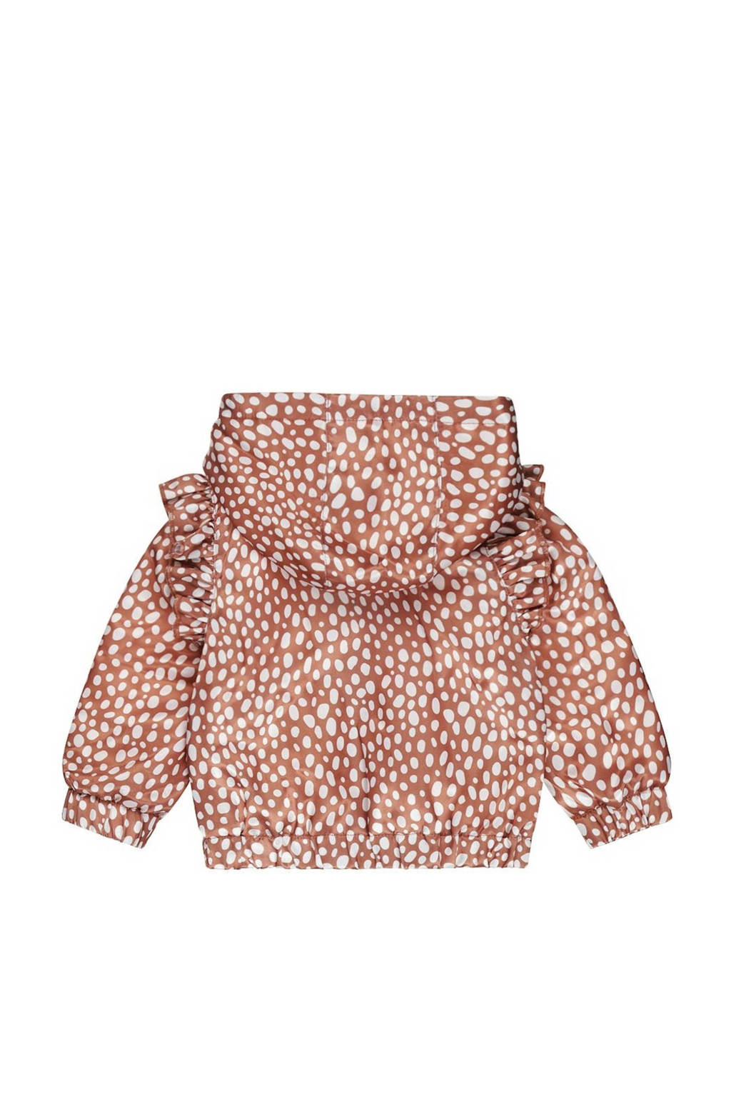 Dirkje zomerjas Jacket met stippen en ruches oudroze/wit