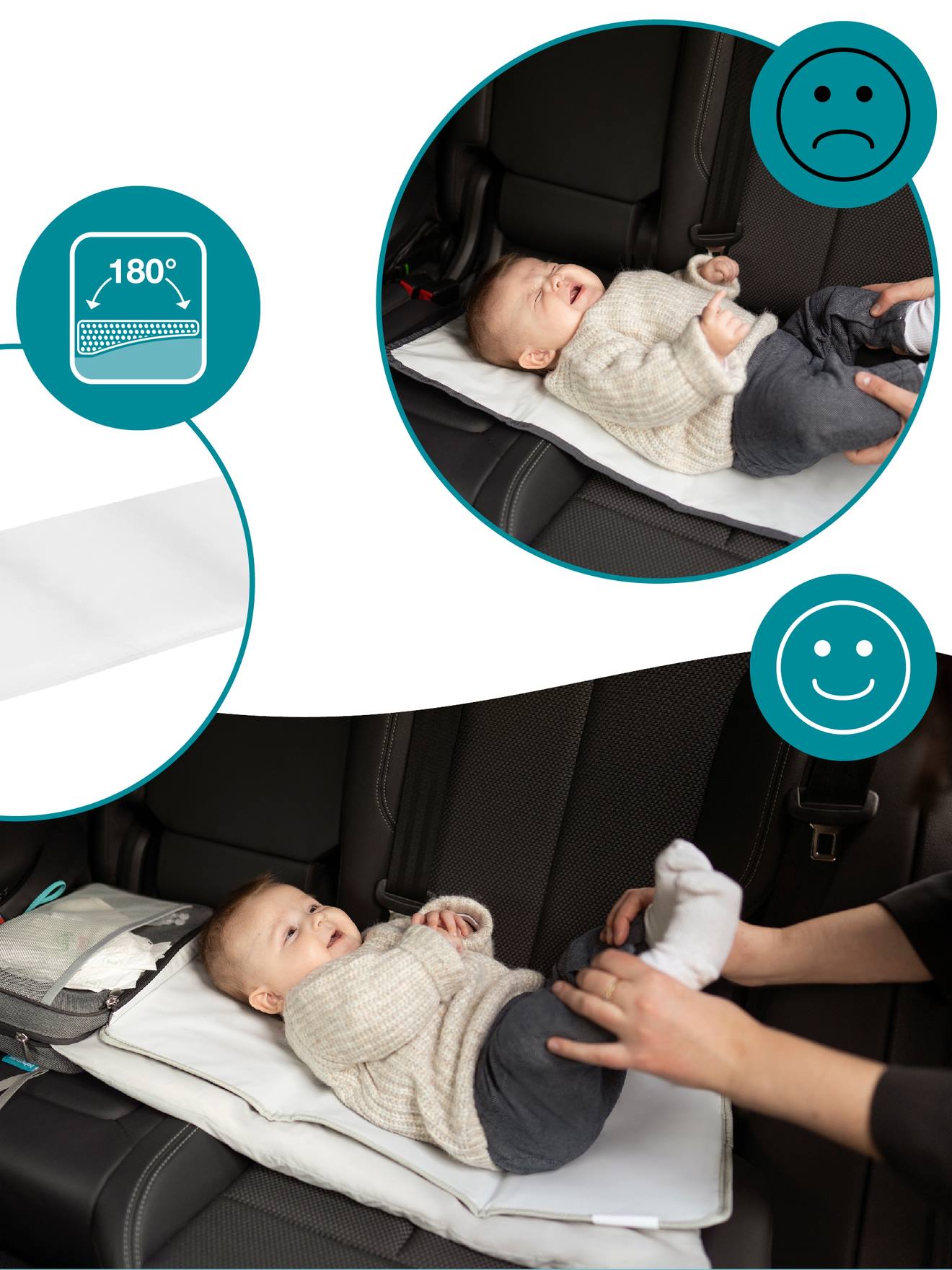 Trocador portátil BABYMOOV Nomadcare, branco claro liso