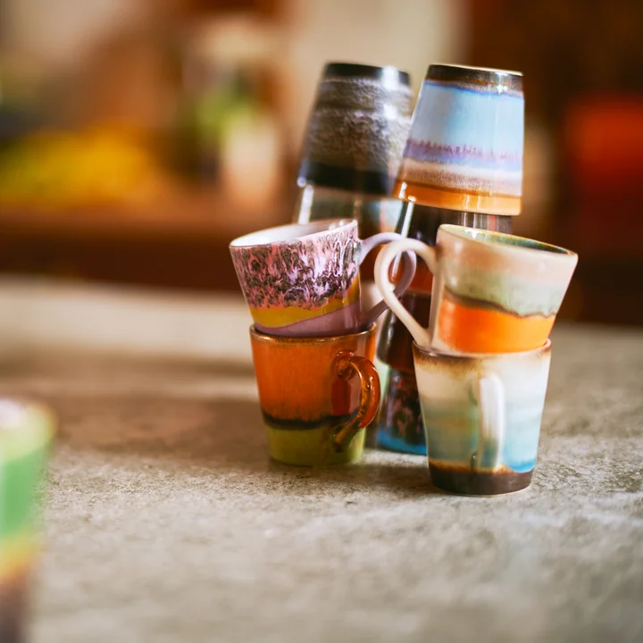 HKliving - 70's Espressobecher, lungo, expression (2er-Set)