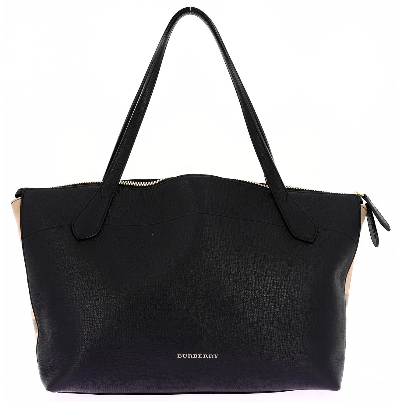 Burberry Sac porté épaule en Cuir Check noir - Parfait état - Longueur 48 cm
