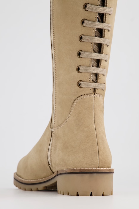 Lederstiefel, 3XL-Schaft, Schnürung, Weite H