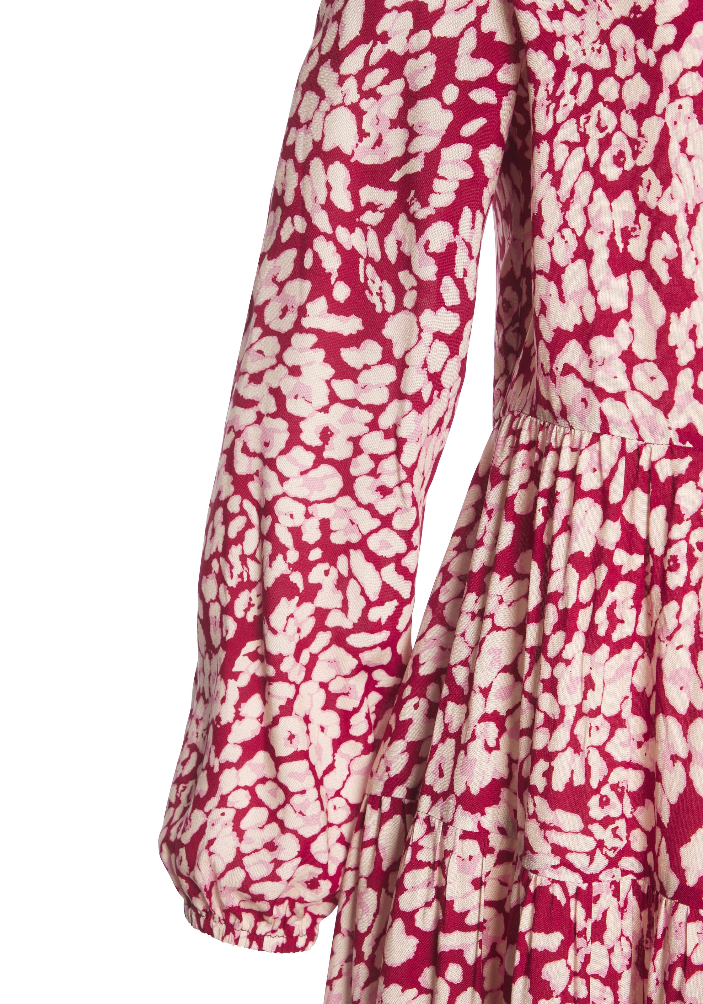 LASCANA Maxikleid mit buntem Leoprint und Volants, Sommerkleid