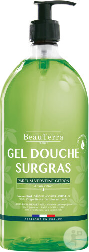 Beauterra Gel Douche Surgras Parfum Verveine-Citron Flacon-Pompe 1l