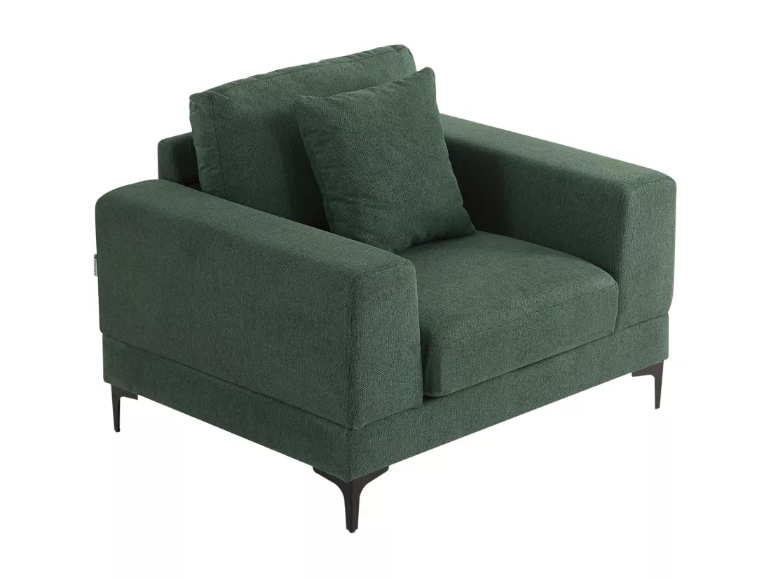 Canapé 3 places et fauteuil en tissu texturé vert JAMOLO