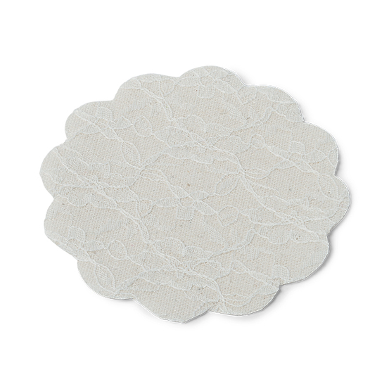 6 napperons en lin et dentelle - 10cm