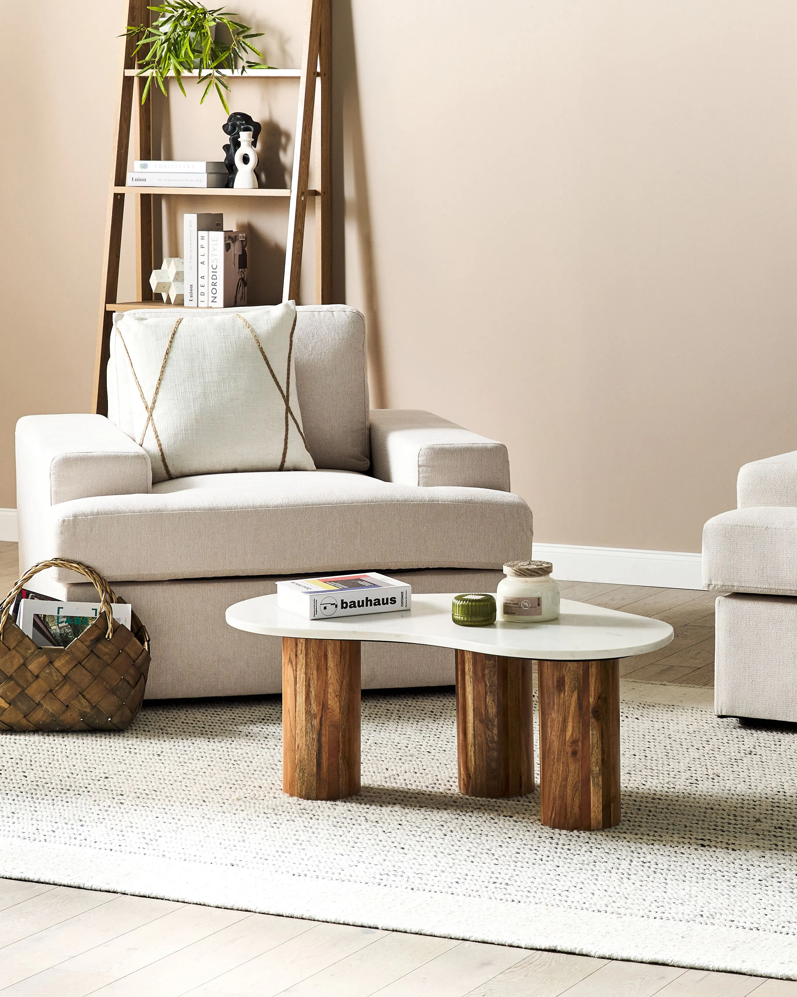 Set van 2 fauteuils ALLA Stof Lichtbeige