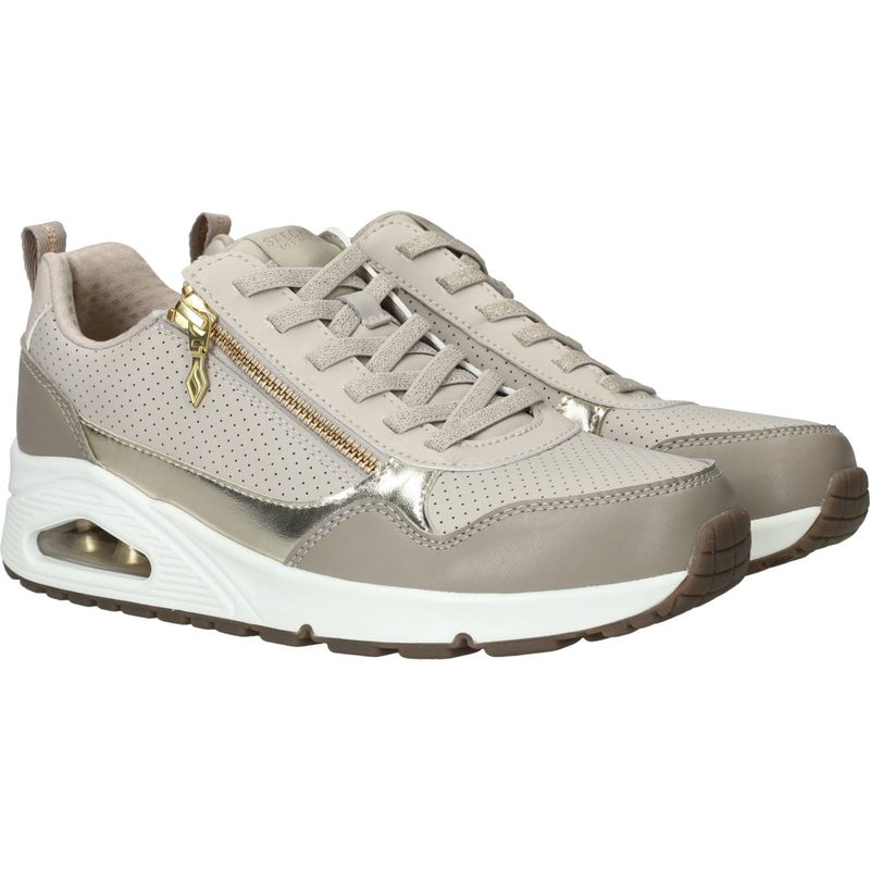 Skechers Uno Metallic Sliders Sneakers Taupe Dames