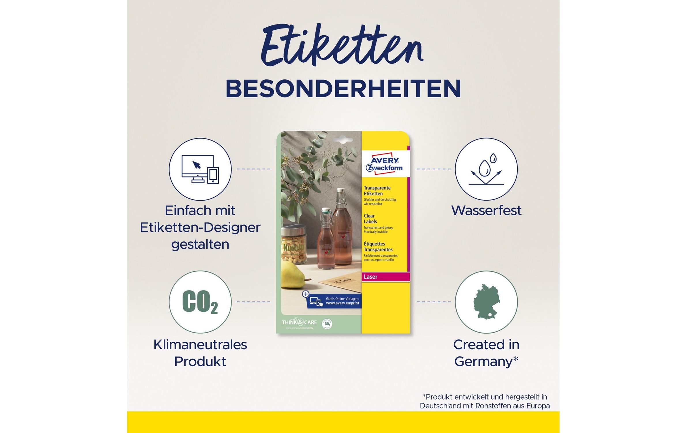 Runde Etiketten Ø 40 mm, 25 BlattTransparente Etiketten