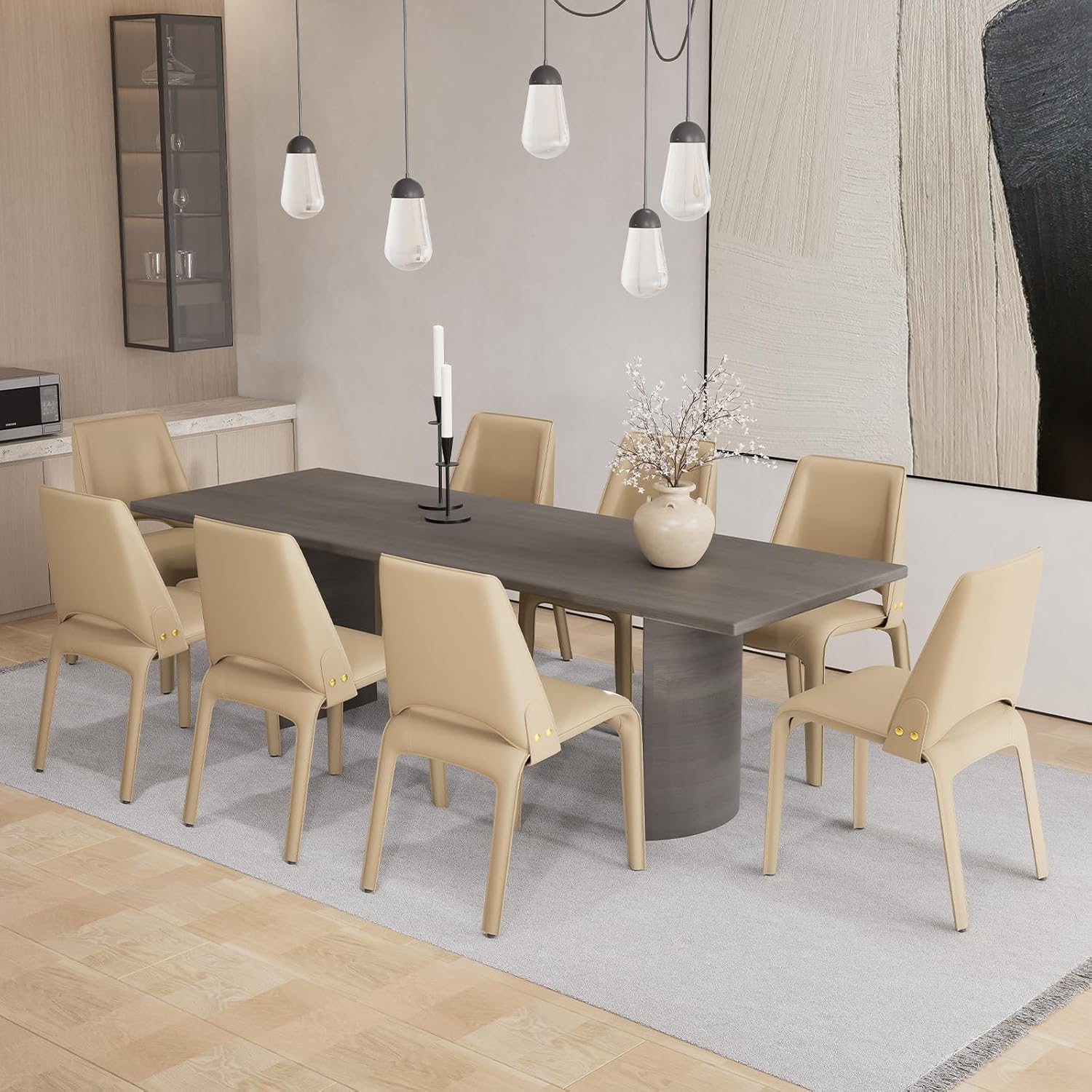 YOUNUOKE Sattelleder Esszimmerstuhl, Küchenstuhl Einzeln, Polsterstuhl Stahlbeine Moderne minimalistische, für Küche, Wohnzimmer, Schlafzimmer, bis 150kg belastbar, Hohe Rückenlehne, Khaki