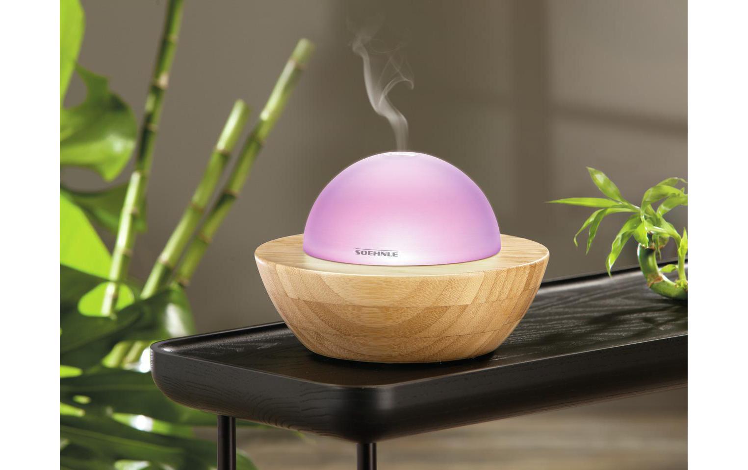 Aromavernebler Modena Weiss, BraunStimmungsvoller Design Aroma Diffuser aus Glas und Bambus