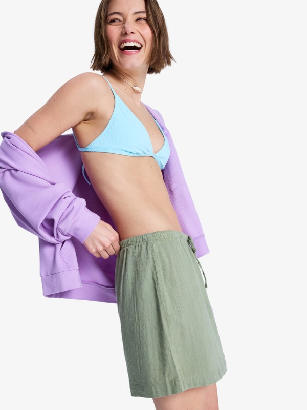 Over The Waves Mini Jupe élastiquée Vert Femme