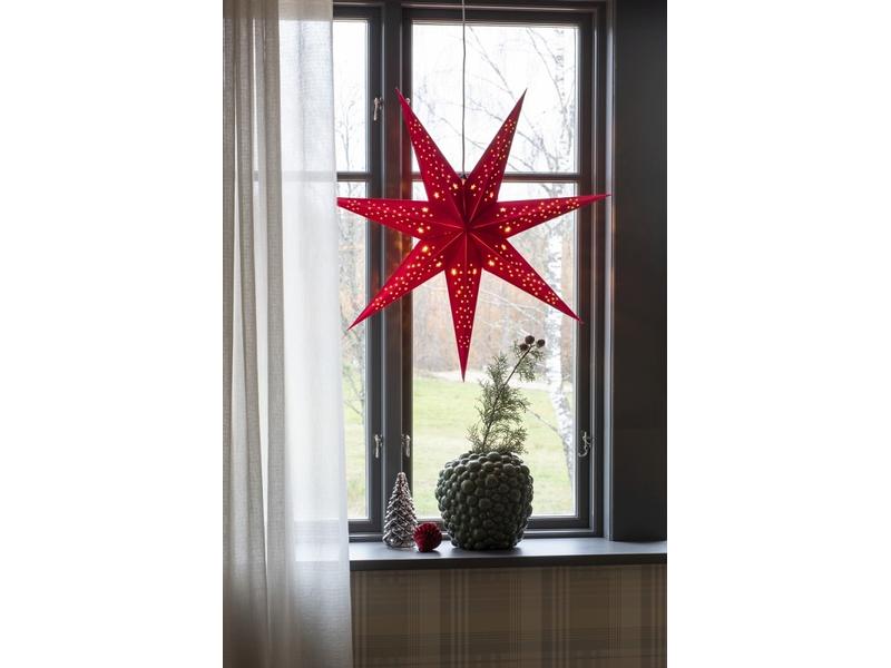Konstsmide Papierstern mit Samt, Rot, 78 cm Dekostern zum Aufhängen
