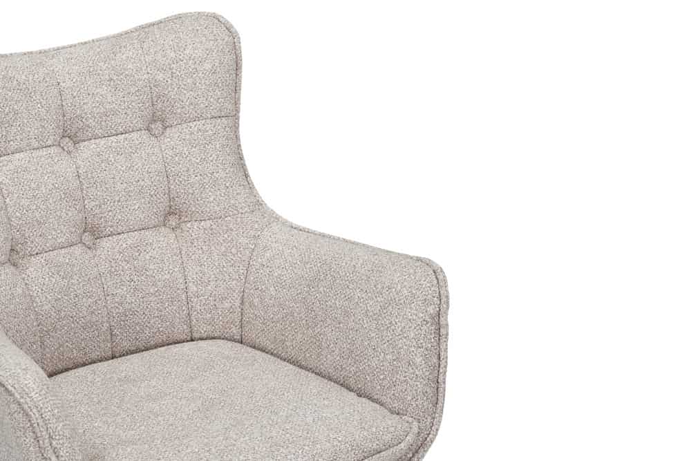 Drehbarer Stuhl THOR beige Strukturstoff braun Wenge Eichenholz 360° mit Armlehne