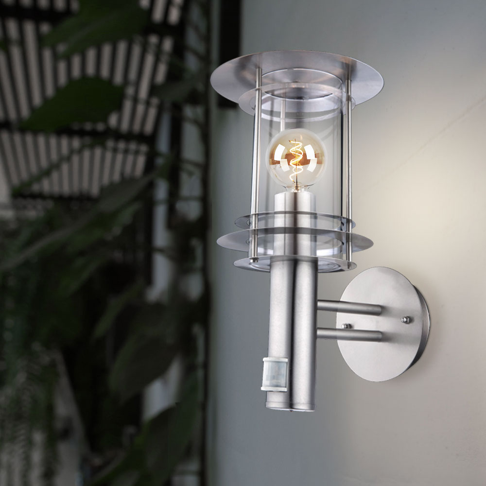 LED Wandlampe, Edelstahl, Bewegungsmelder, H 36 cm