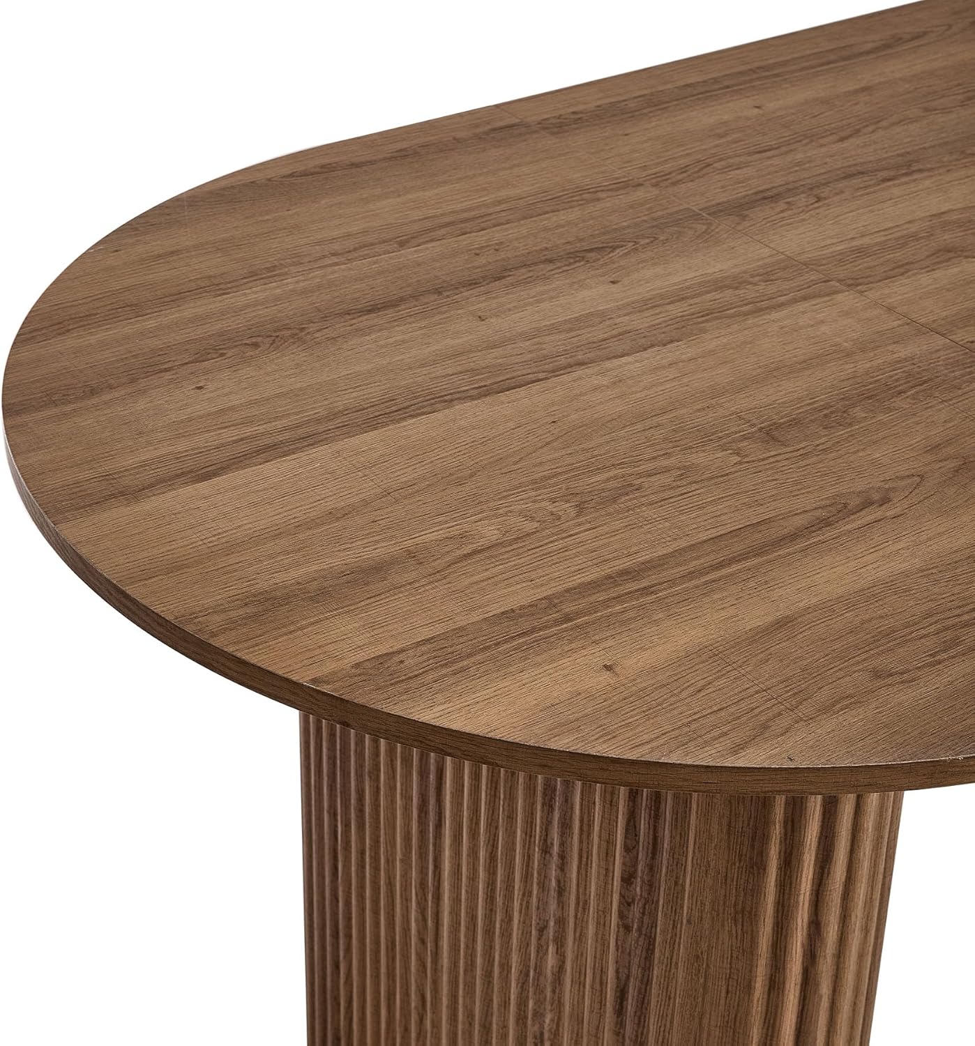180 cm Ovale Esstisch für 6-8 Personen – Moderner Farmhouse-Tisch mit Holzmaserung-Oberfläche & Stabilen Elliptischen Tischbeinen für Küche, Esszimmer, Konferenzraum (Dunkelbraun)