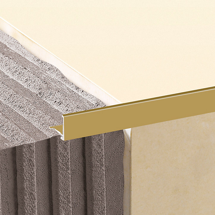 Profilé de carrelage intérieur angle droit alu 22 mm x 2.5 m Diall effet cuivre or