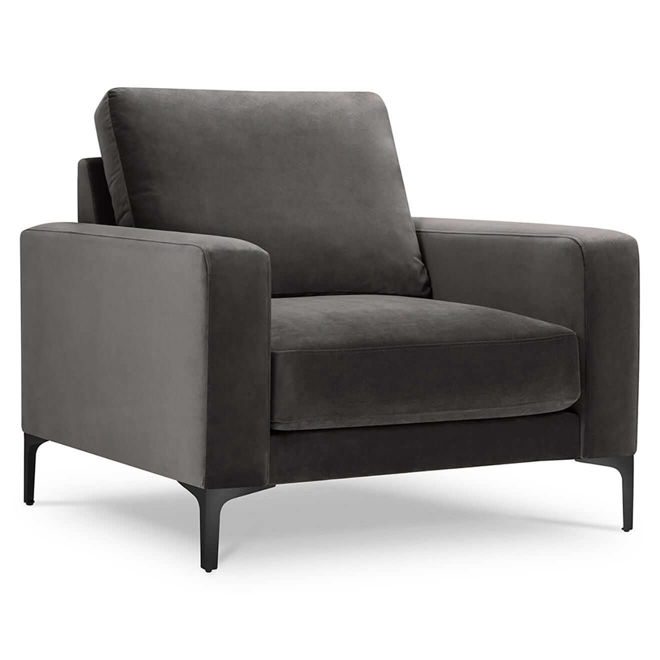 Mazzini Sofas Fauteuil Velours Venus gris - 92x92x90 cm