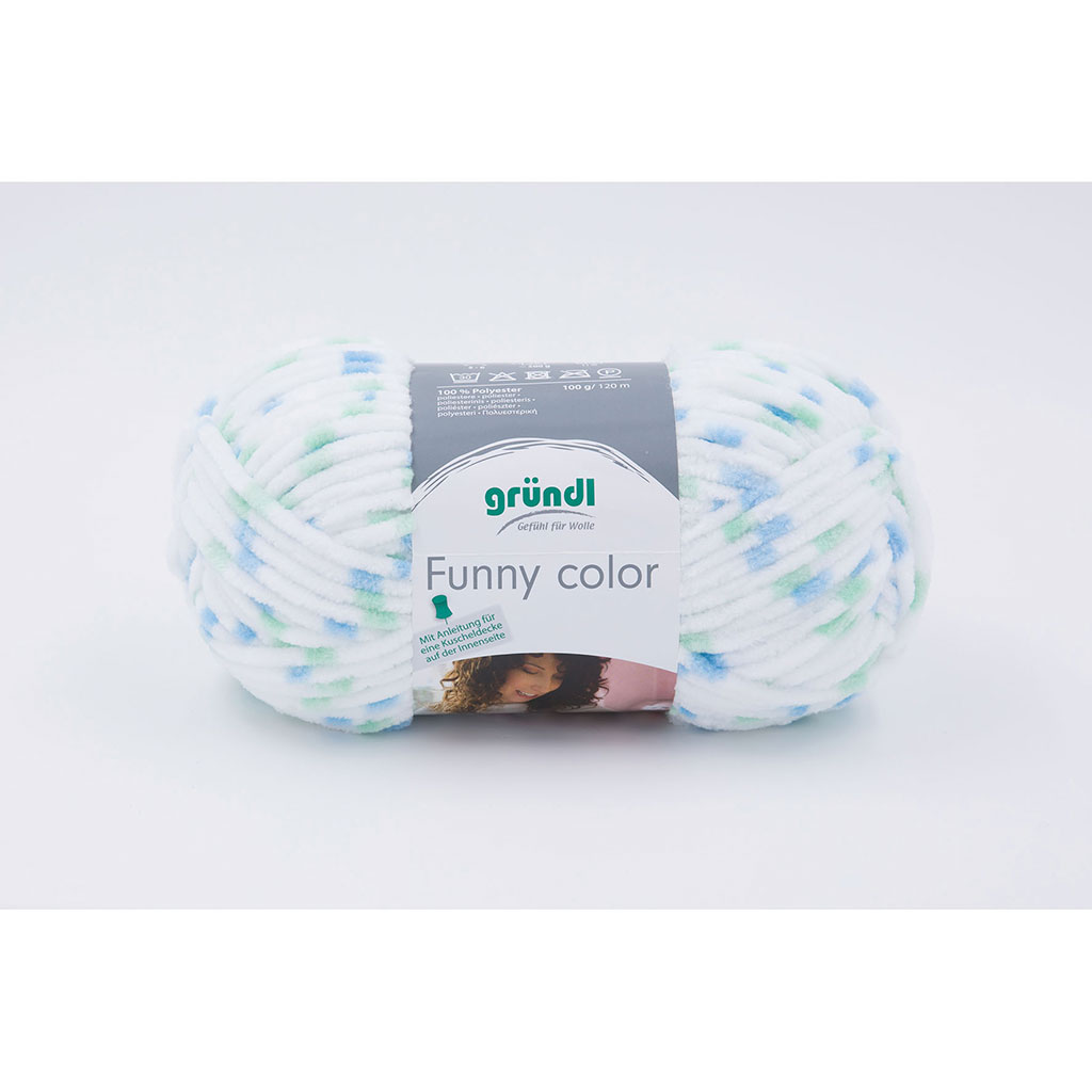Pelote de laine FUNNY blanc bleu 100g
