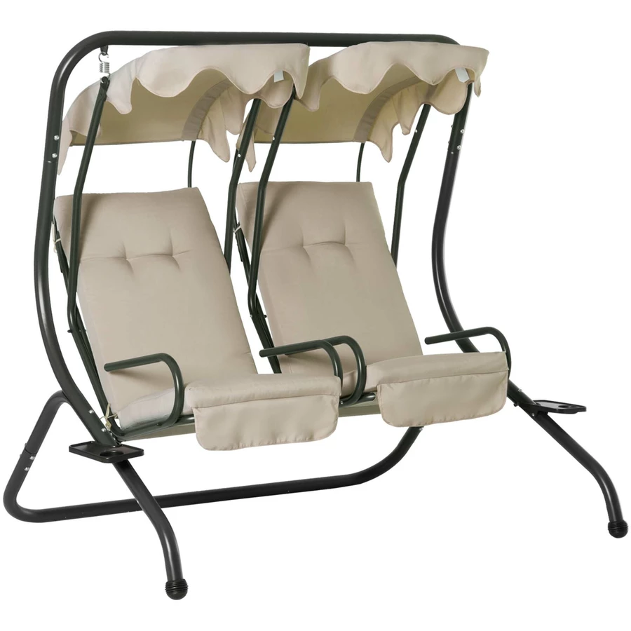 Outsunny Gartenschaukel mit Sonnendach beige