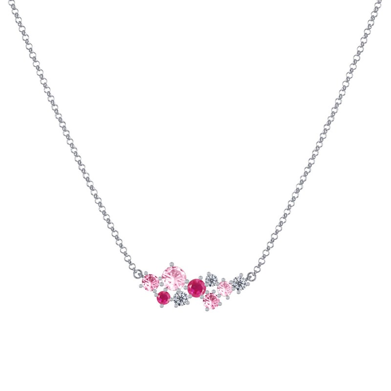 Collier Argent Rhodié 9 Strass Ronds