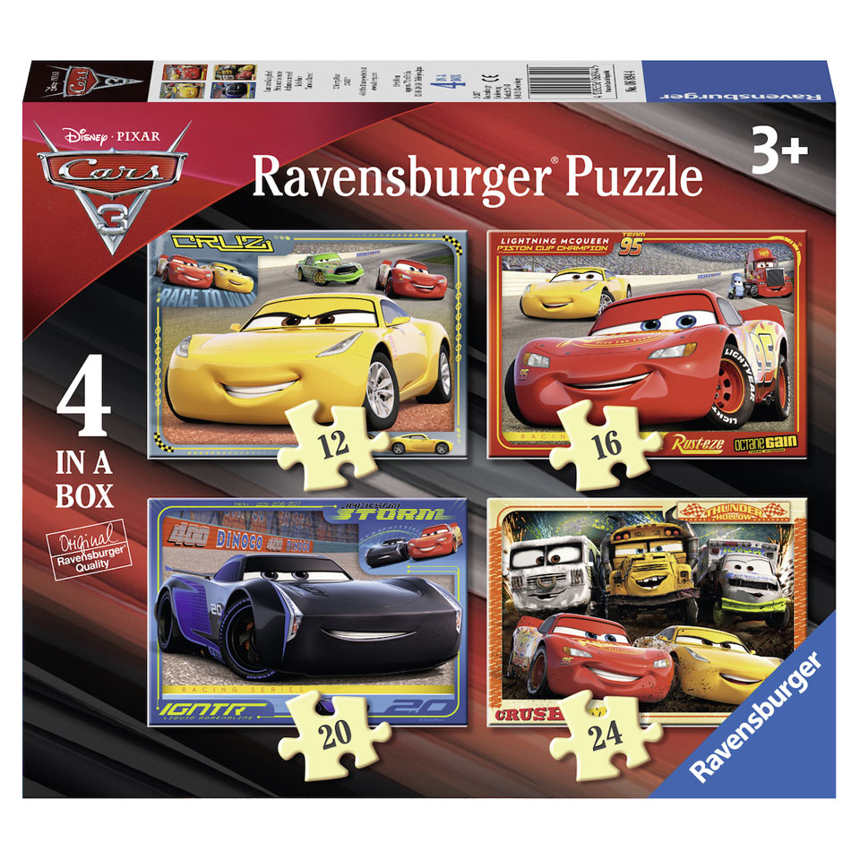 Ravensburger puzzelset Disney Cars 3 Let’s race! - 12 + 16 + 20 + 24 stukjes