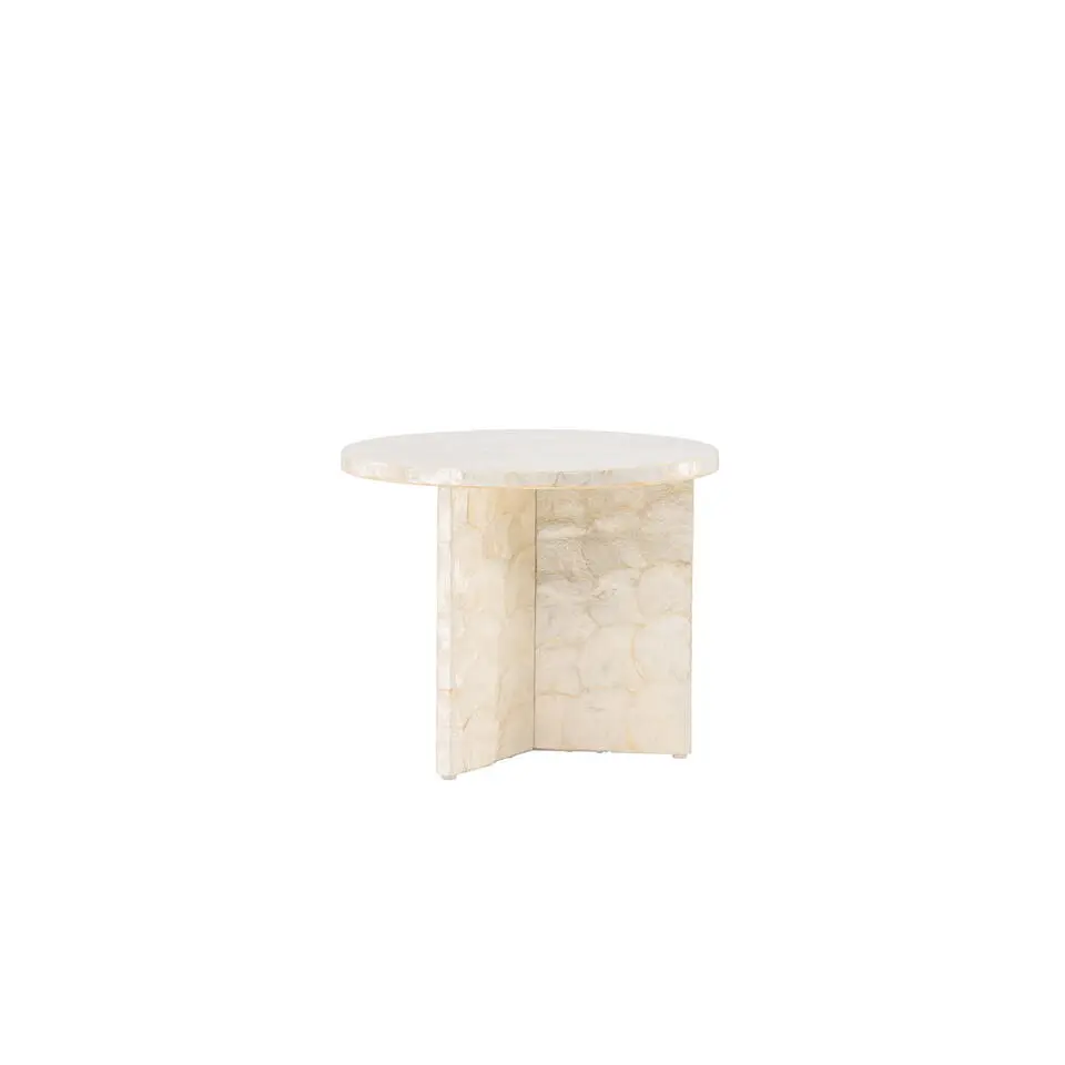 Salontafel Rond - Beige Steen - 40x40x33cm - Smögen