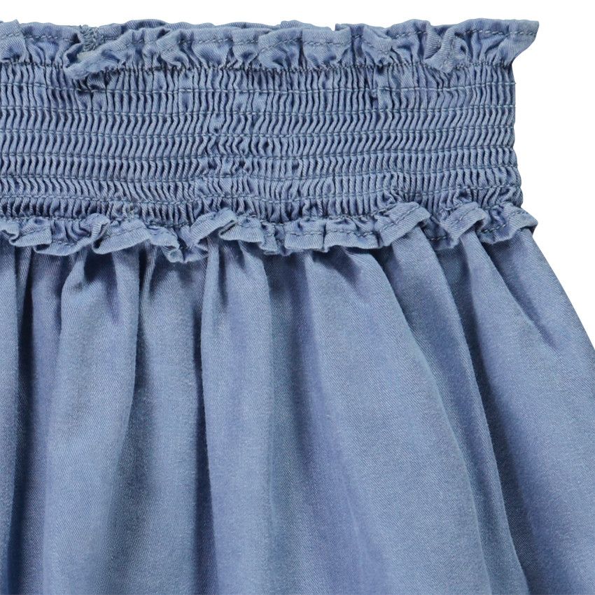 Jupe courte volantée taille smockée pour fille - Bleu