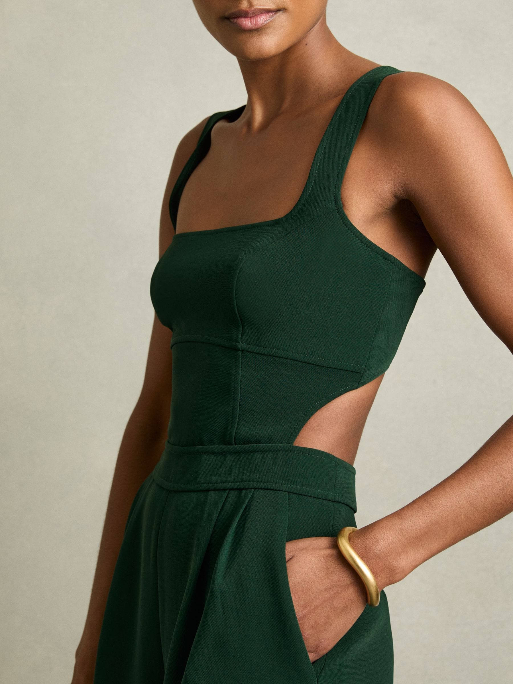Groen - Reiss Dion Wide-Leg Cut-Out Jumpsuit